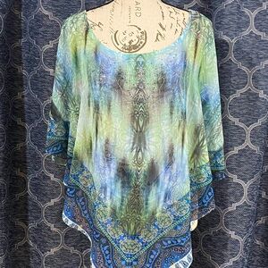 Chic Blue and Green Women's Swim Coverup